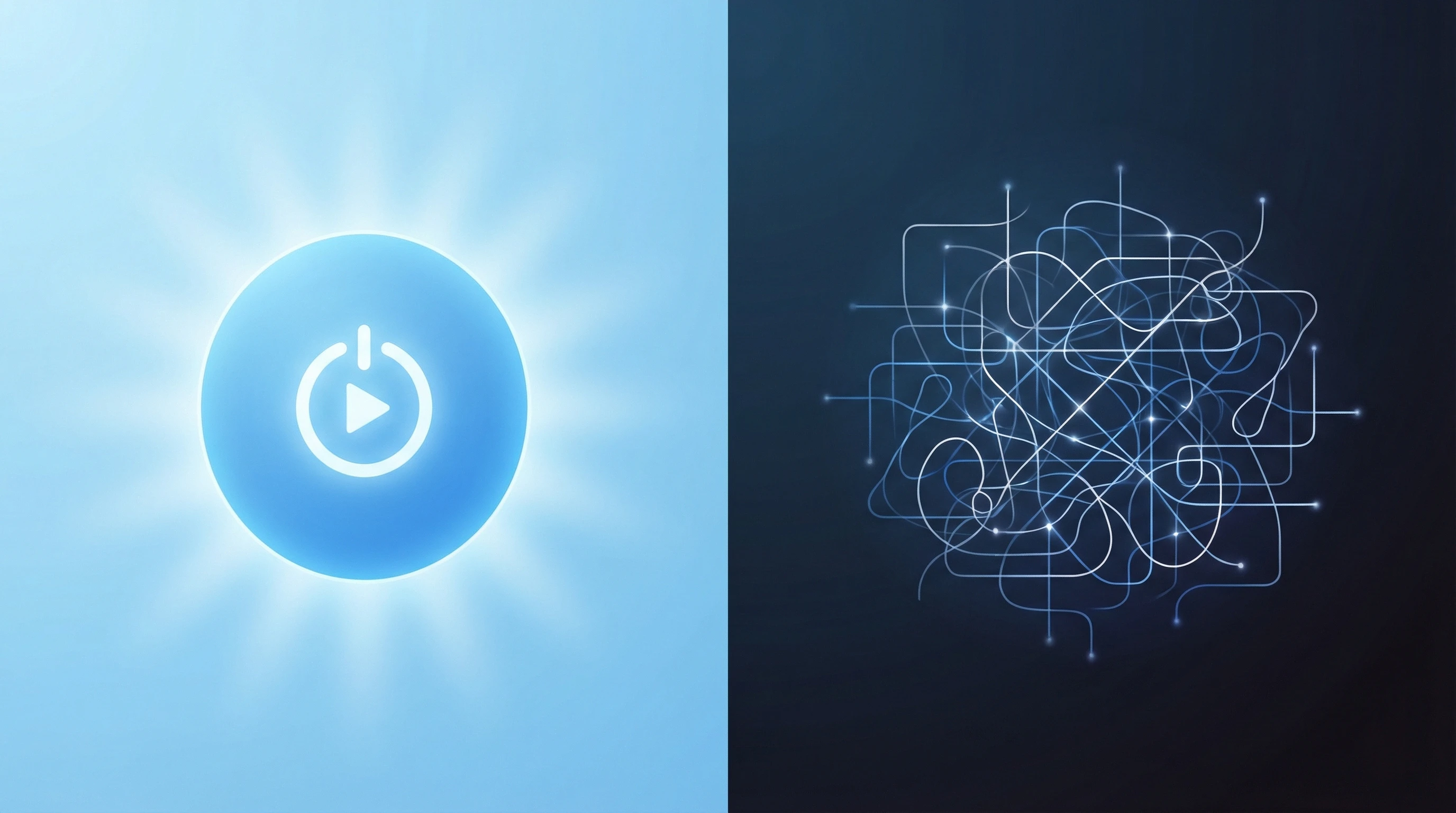 Visual comparison of one-click managed deployment versus complex self-hosted setup